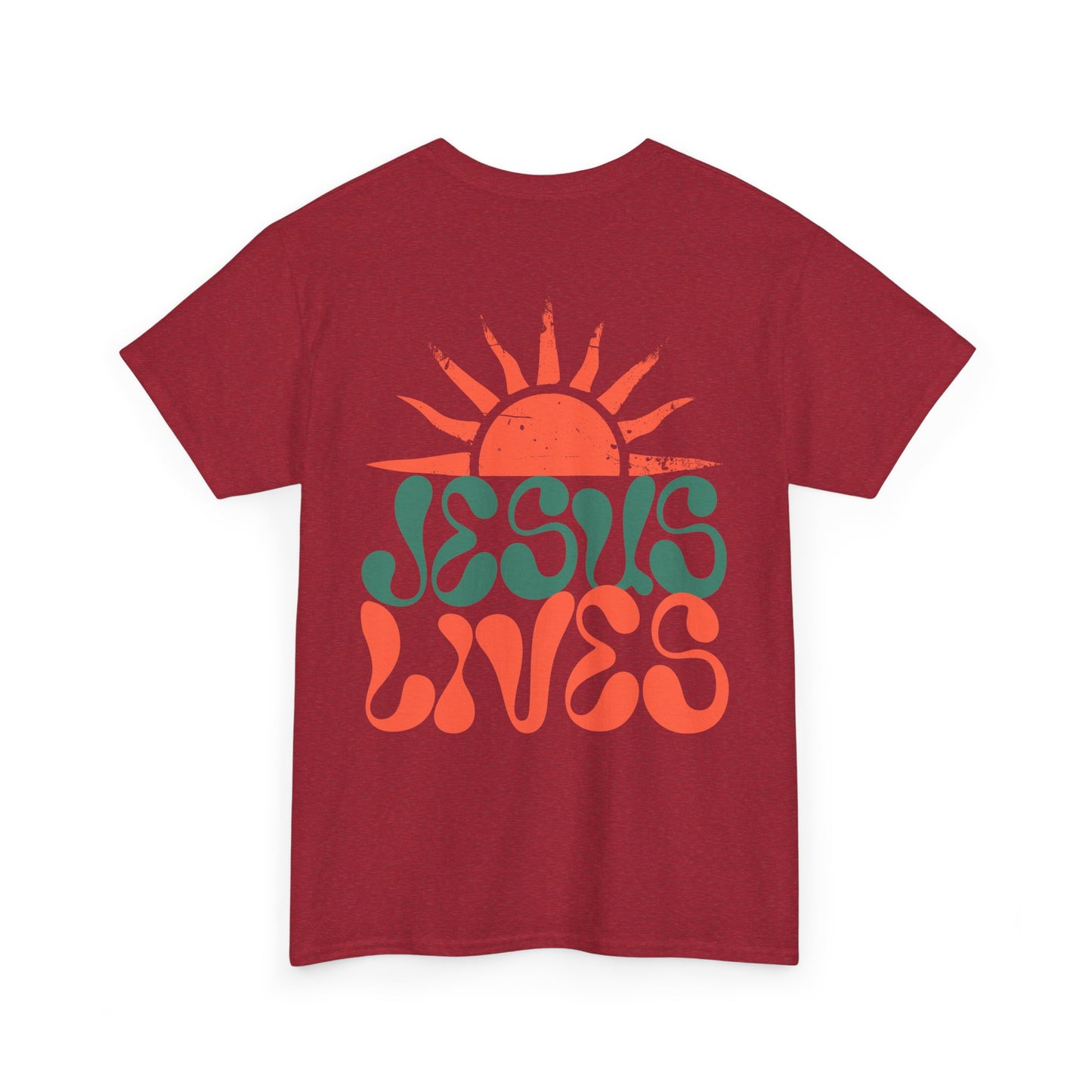 Unisex Heavy Cotton Tee - 'Jesus Lives' Graphic Shirt with Sun Design