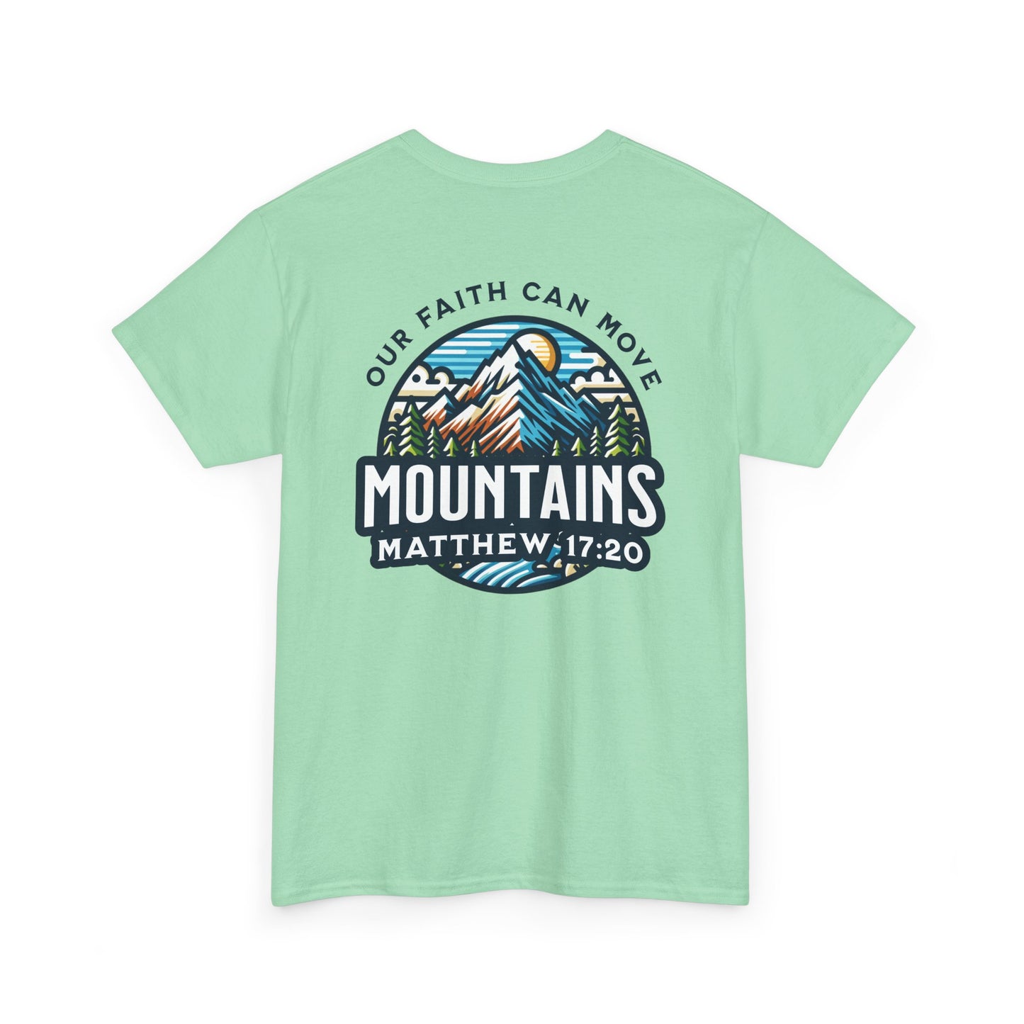 Faith-Inspired Unisex Heavy Cotton Tee | Our Faith Can Move Mountains, Motivational Apparel