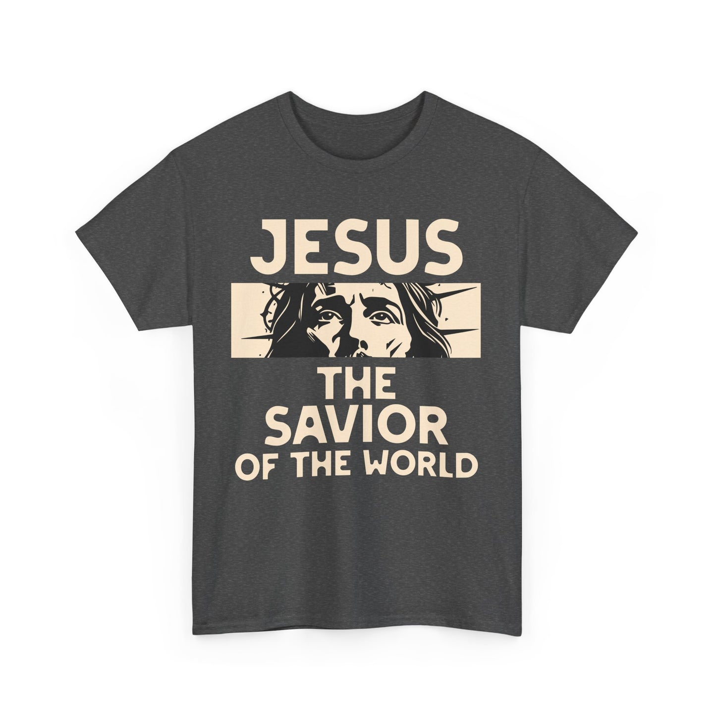 Jesus Savior of the World Unisex Heavy Cotton Tee - Inspirational Christian Graphic T-Shirt