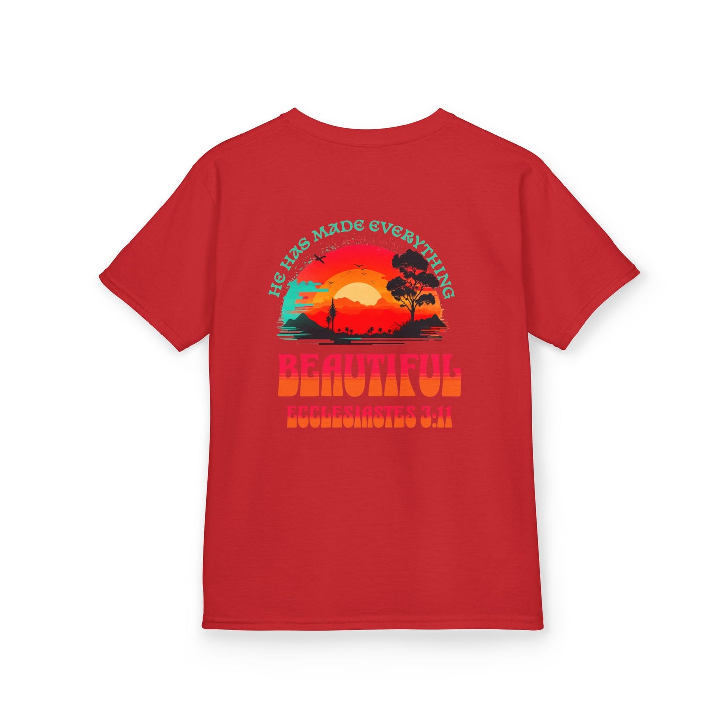 Kids Heavy Cotton™ Tee - "He Has Made Everything Beautiful" Motivational Shirt