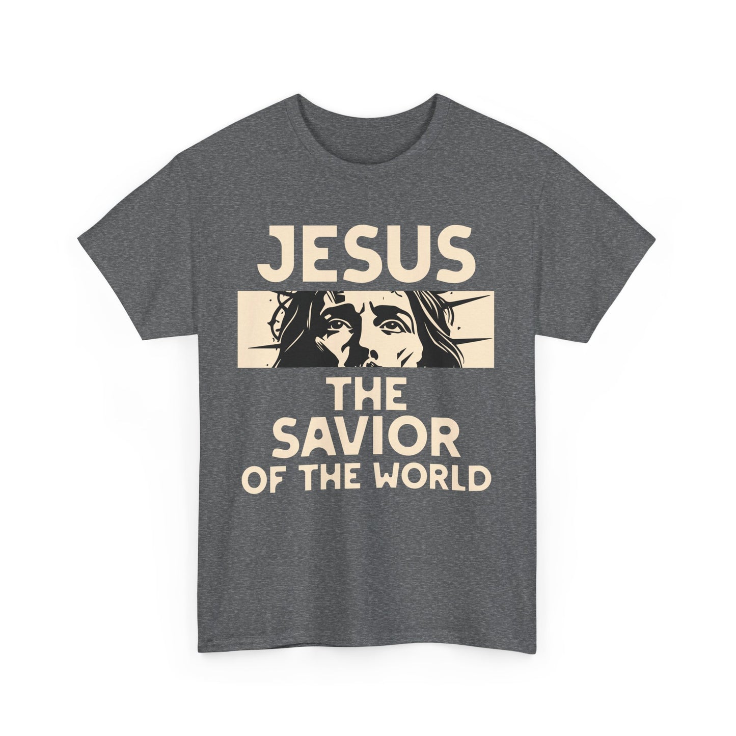 Jesus Savior of the World Unisex Heavy Cotton Tee - Inspirational Christian Graphic T-Shirt