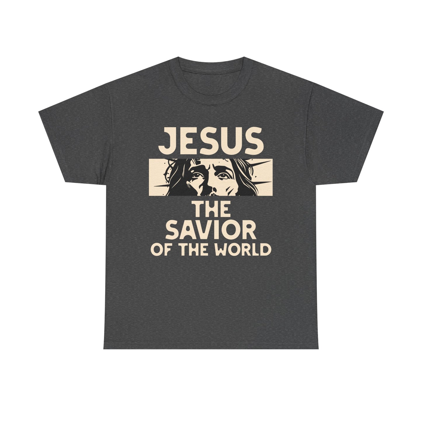 Jesus Savior of the World Unisex Heavy Cotton Tee - Inspirational Christian Graphic T-Shirt