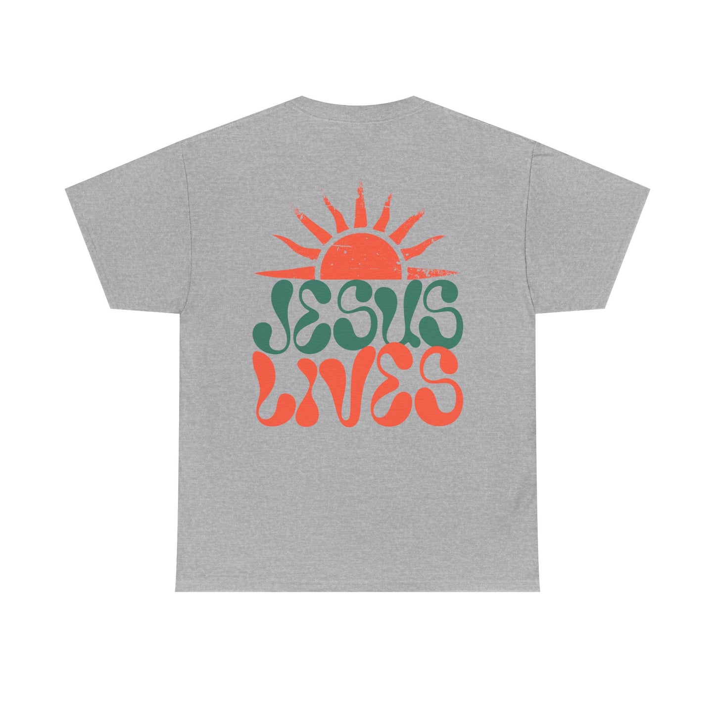 Unisex Heavy Cotton Tee - 'Jesus Lives' Graphic Shirt with Sun Design