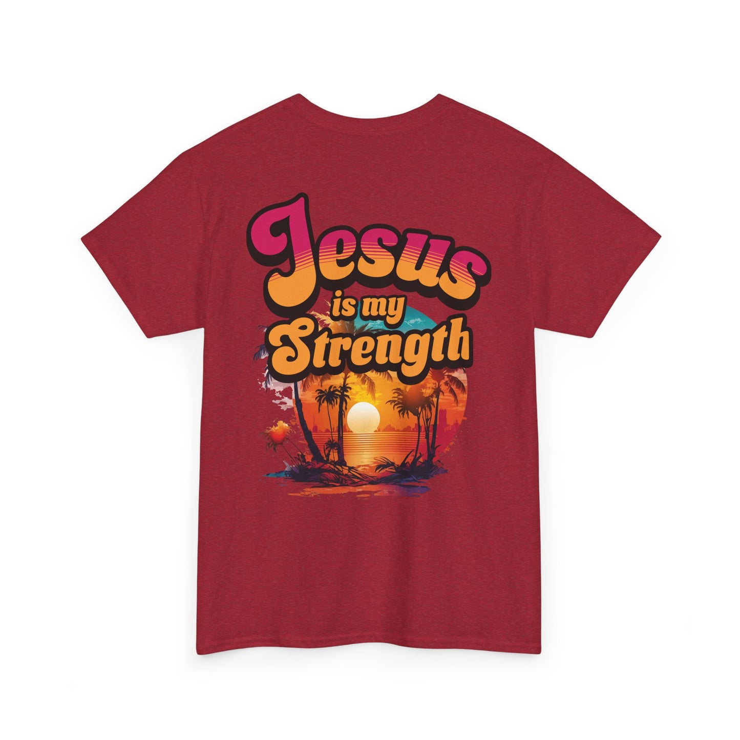 Inspirational Unisex Heavy Cotton Tee - 'Jesus is my Strength' Graphic