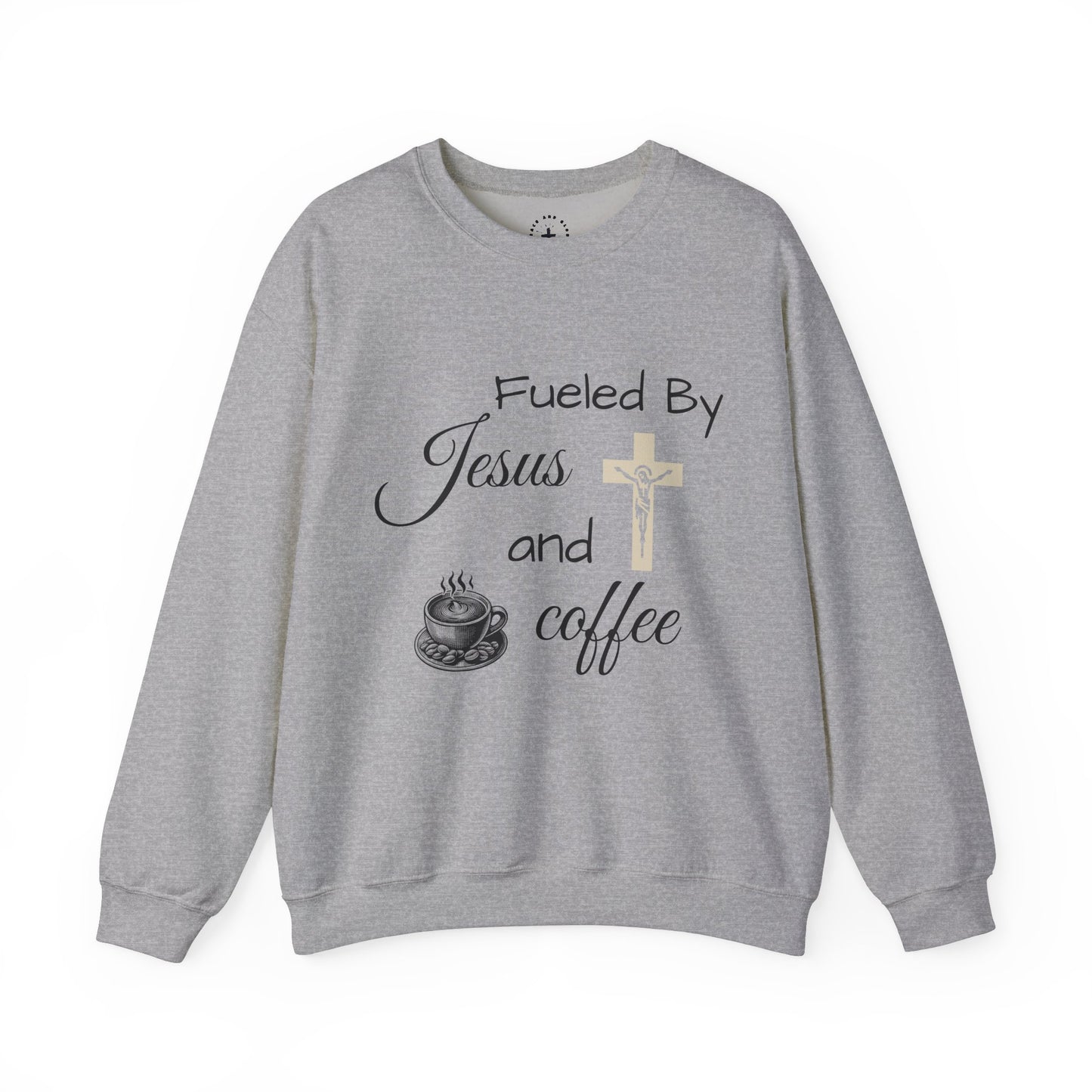 Fueled By Jesus and Coffee Crewneck Sweatshirt - Unisex Heavy Blend™ - Cozy Faith-Inspired Apparel