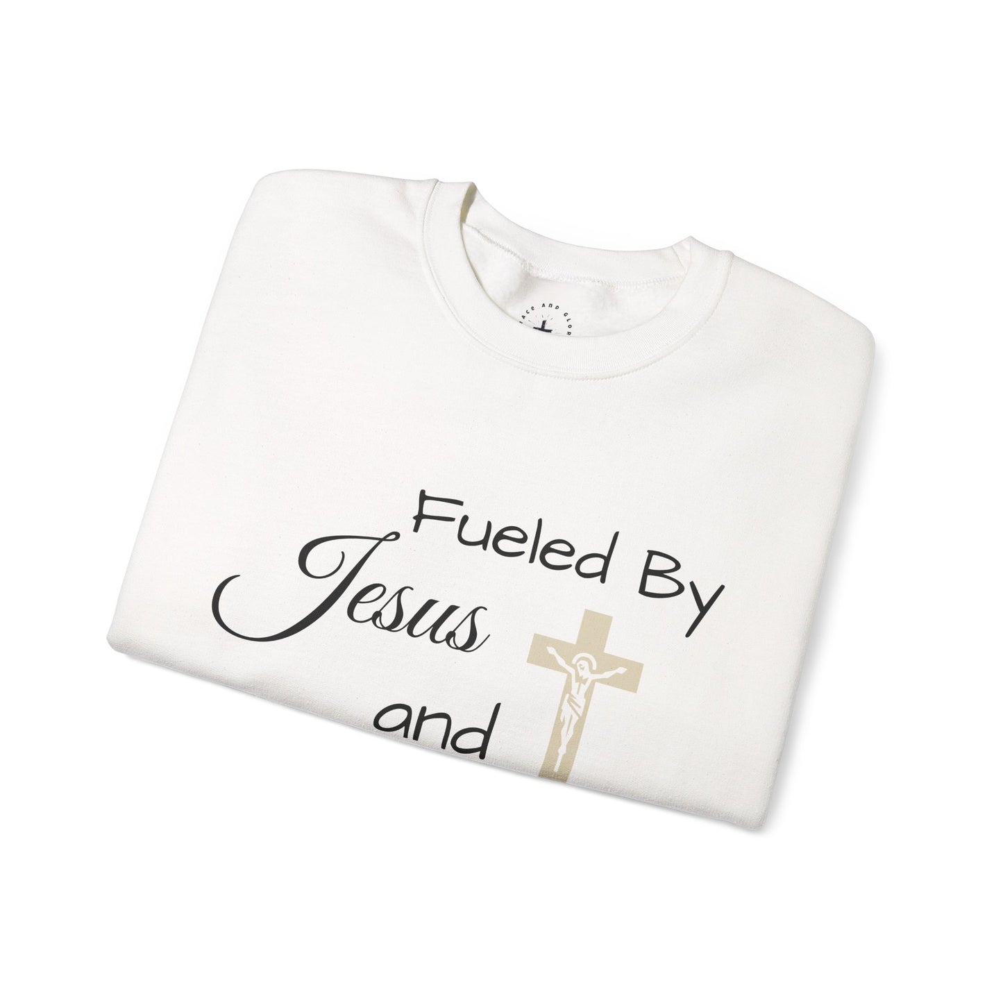 Fueled By Jesus and Coffee Crewneck Sweatshirt - Unisex Heavy Blend™ - Cozy Faith-Inspired Apparel