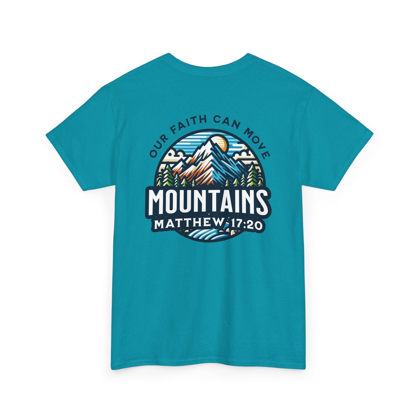Faith-Inspired Unisex Heavy Cotton Tee | Our Faith Can Move Mountains, Motivational Apparel