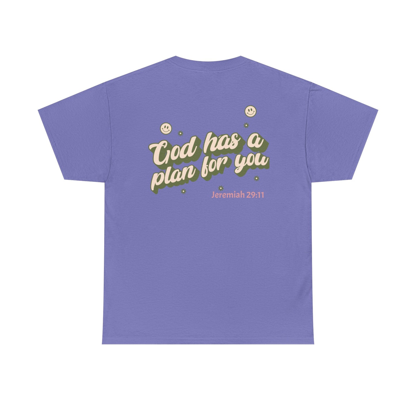 Inspirational Unisex Heavy Cotton Tee – "God Has A Plan For You"