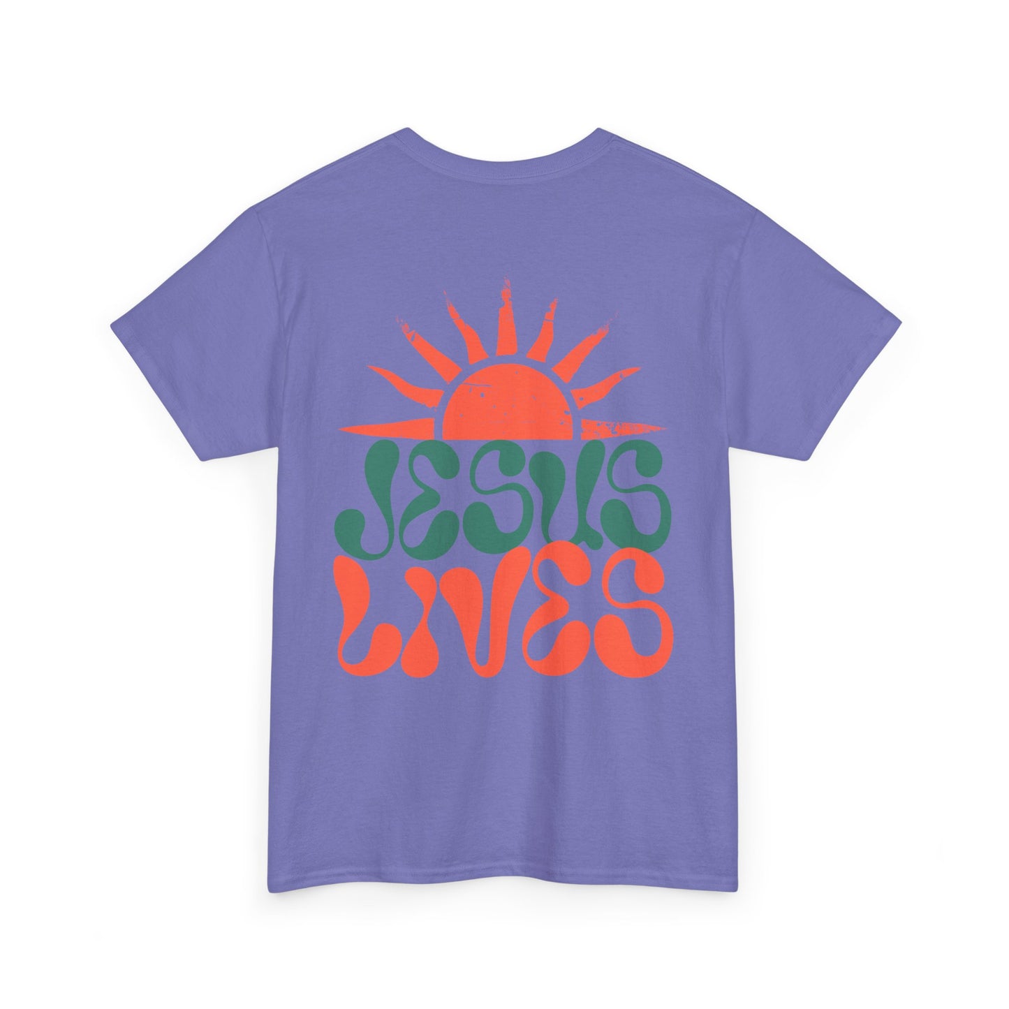 Unisex Heavy Cotton Tee - 'Jesus Lives' Graphic Shirt with Sun Design