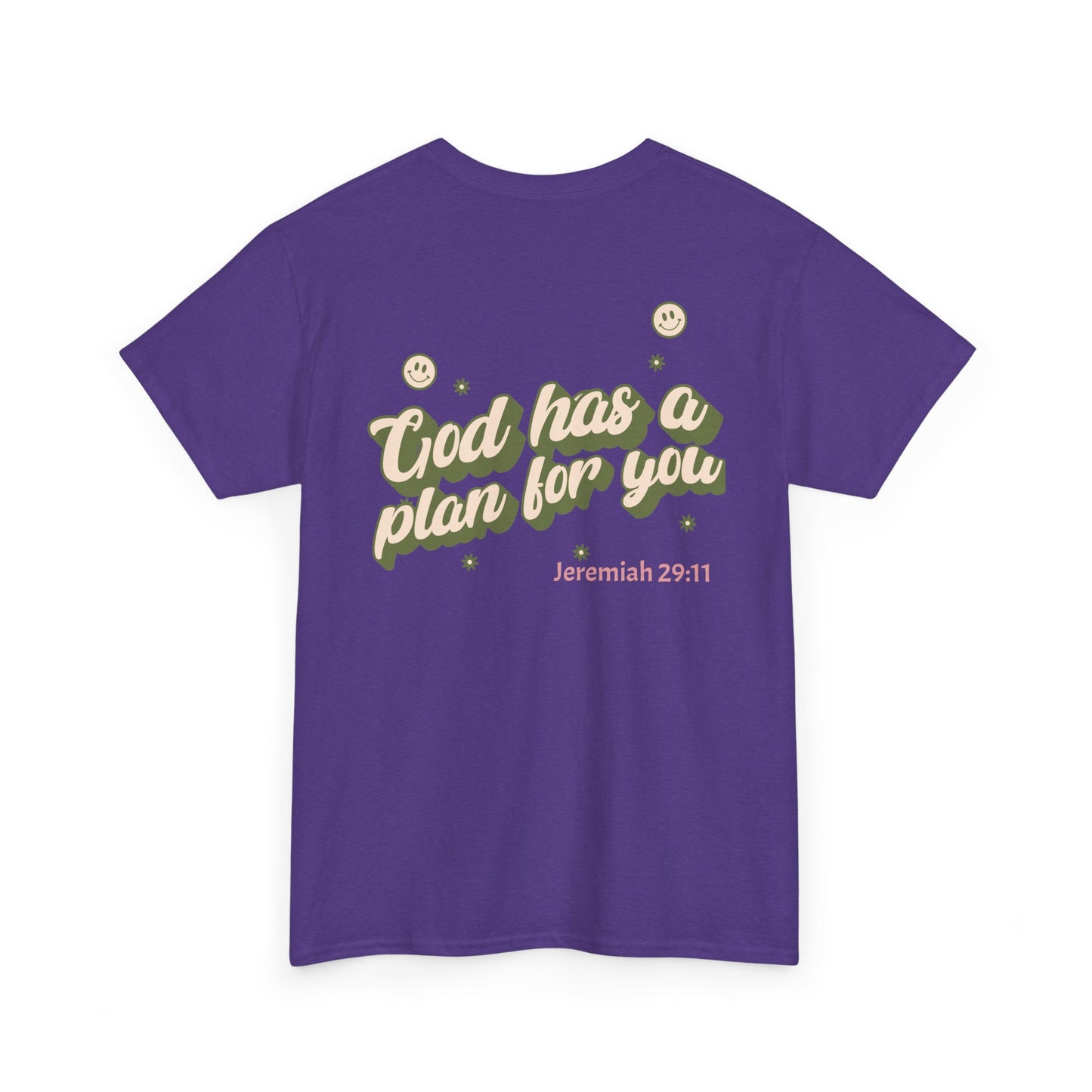 Inspirational Unisex Heavy Cotton Tee – "God Has A Plan For You"
