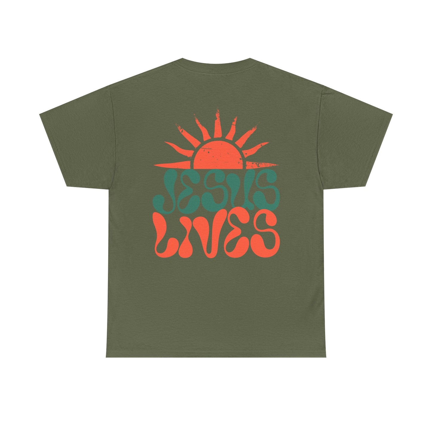 Unisex Heavy Cotton Tee - 'Jesus Lives' Graphic Shirt with Sun Design