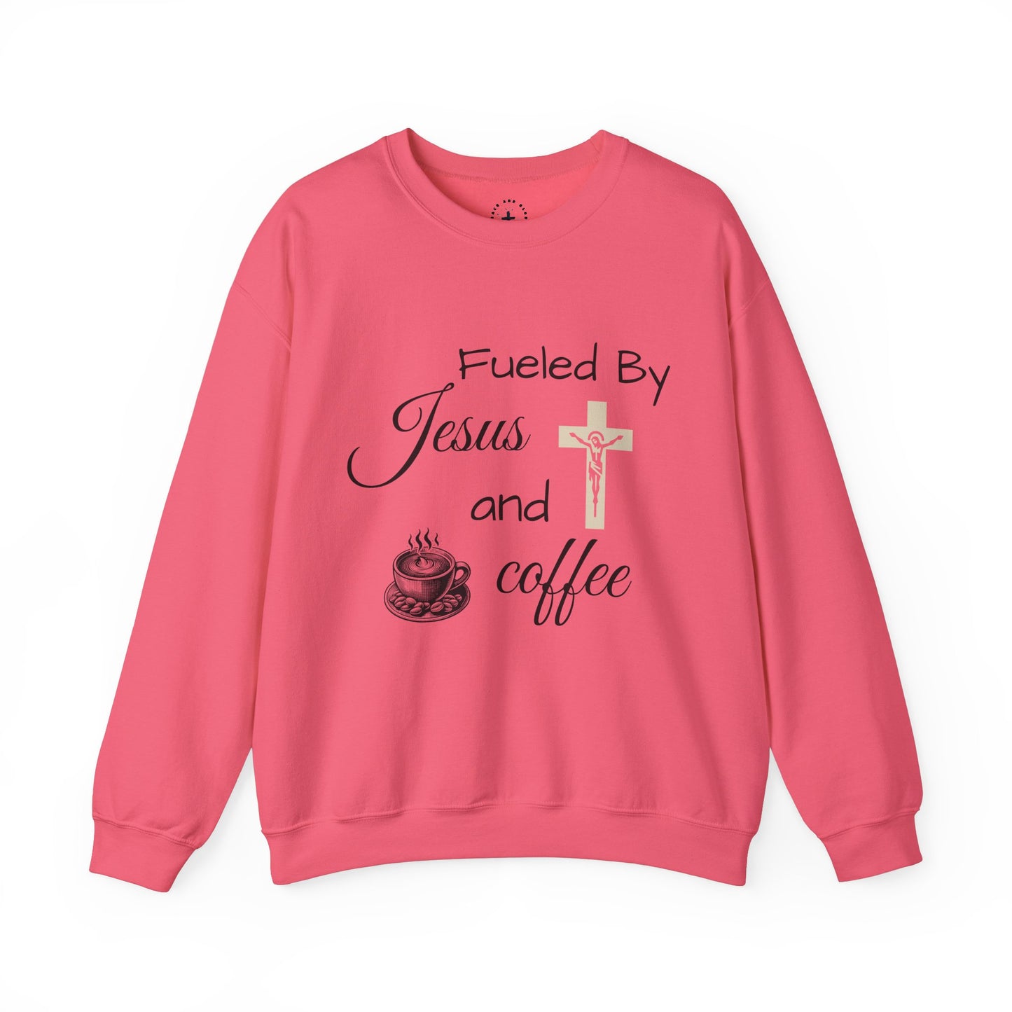 Fueled By Jesus and Coffee Crewneck Sweatshirt - Unisex Heavy Blend™ - Cozy Faith-Inspired Apparel