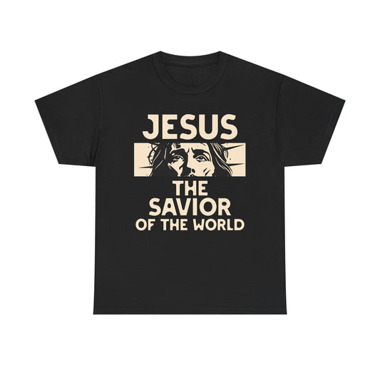 Jesus Savior of the World Unisex Heavy Cotton Tee - Inspirational Christian Graphic T-Shirt