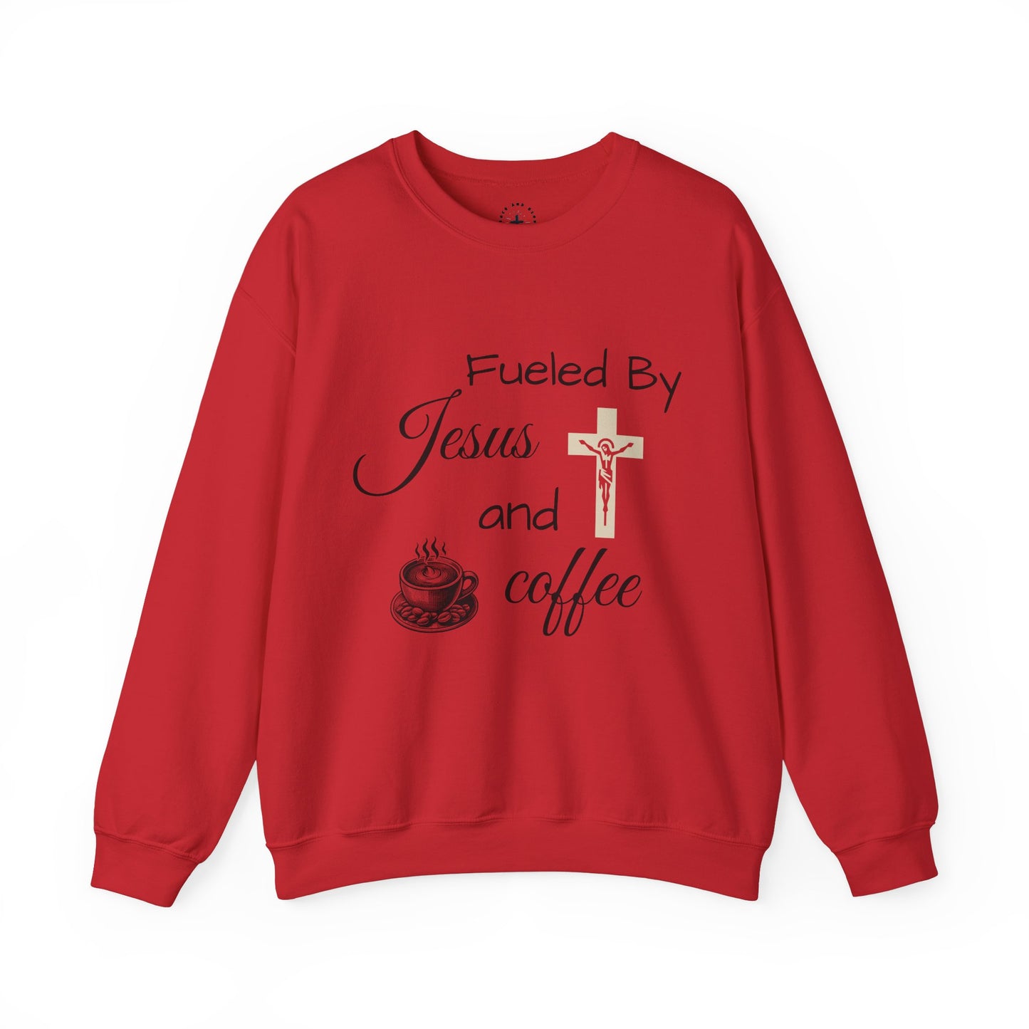 Fueled By Jesus and Coffee Crewneck Sweatshirt - Unisex Heavy Blend™ - Cozy Faith-Inspired Apparel