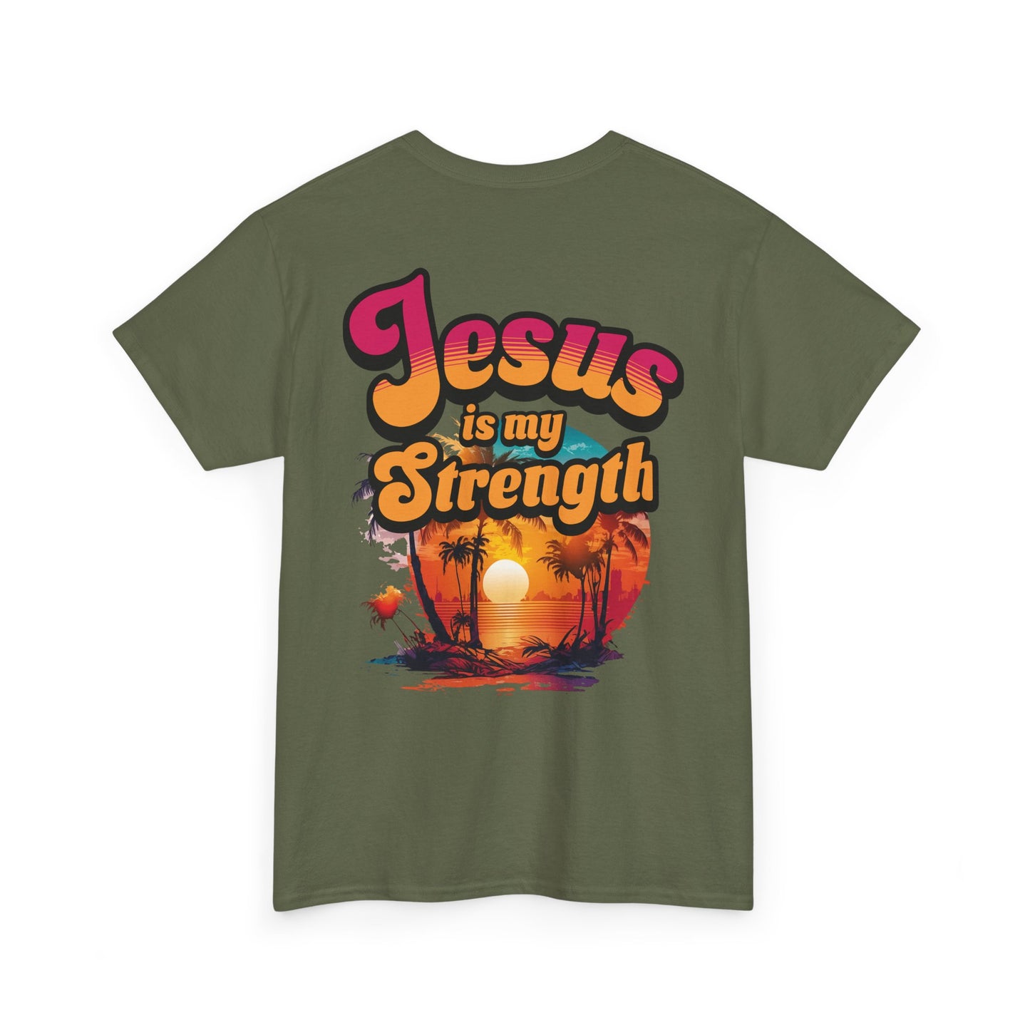 Inspirational Unisex Heavy Cotton Tee - 'Jesus is my Strength' Graphic