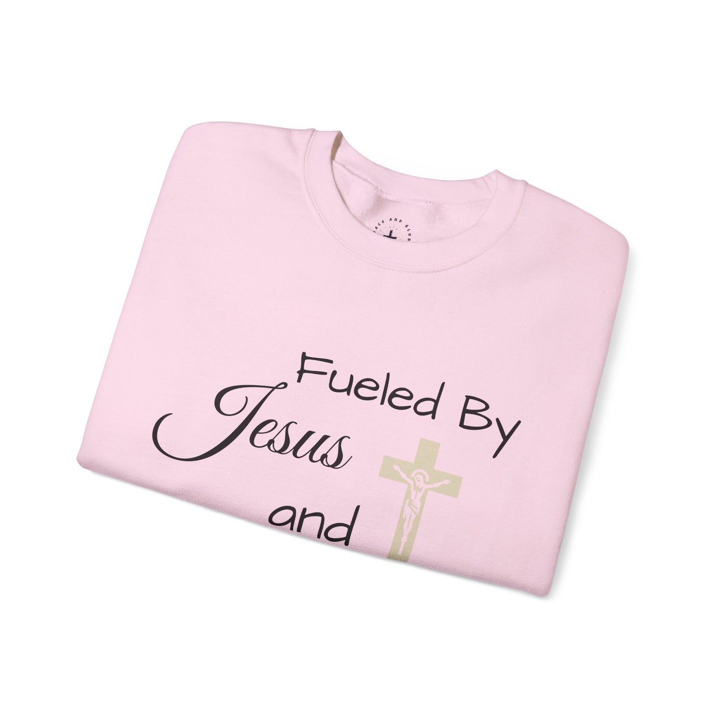 Fueled By Jesus and Coffee Crewneck Sweatshirt - Unisex Heavy Blend™ - Cozy Faith-Inspired Apparel