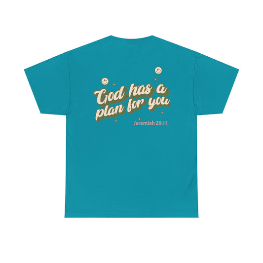 Inspirational Unisex Heavy Cotton Tee – "God Has A Plan For You"