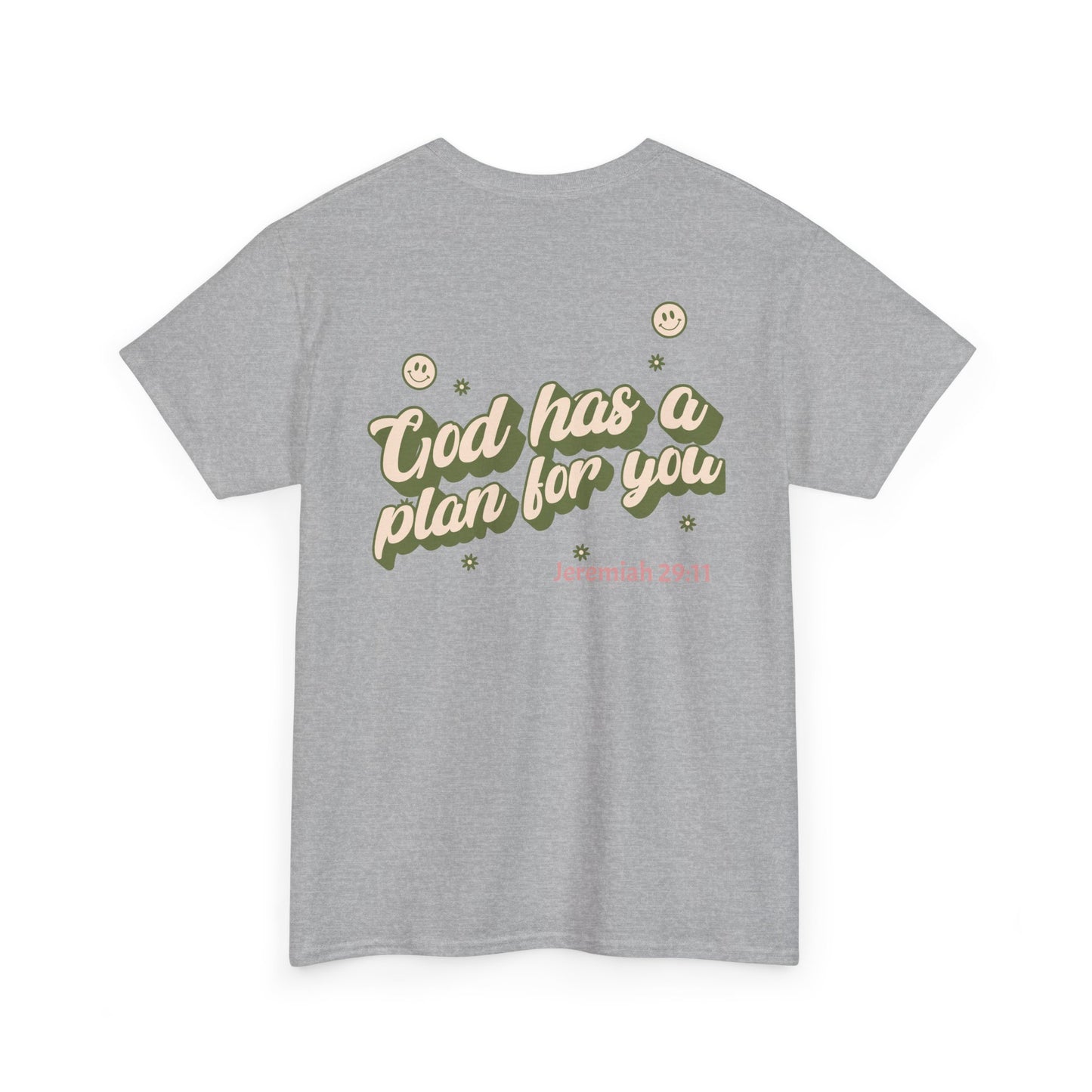 Inspirational Unisex Heavy Cotton Tee – "God Has A Plan For You"
