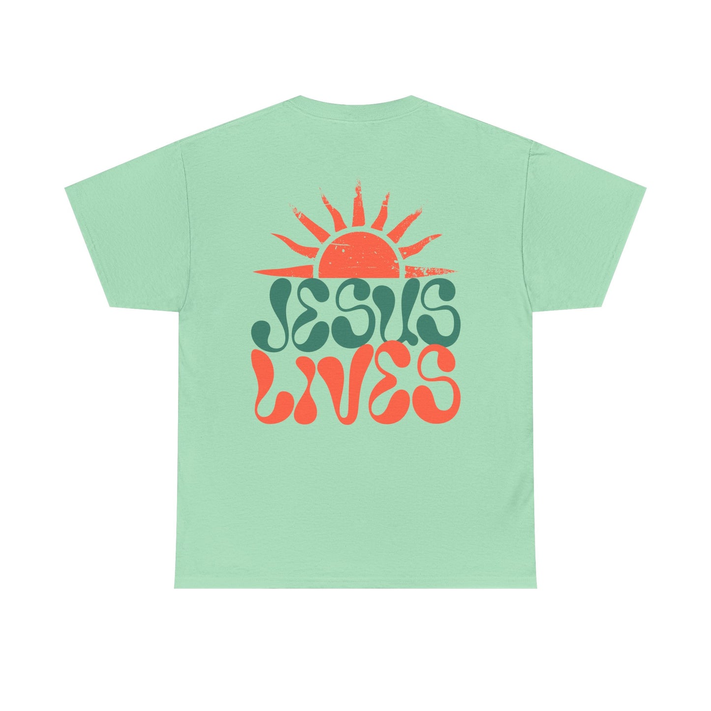 Unisex Heavy Cotton Tee - 'Jesus Lives' Graphic Shirt with Sun Design