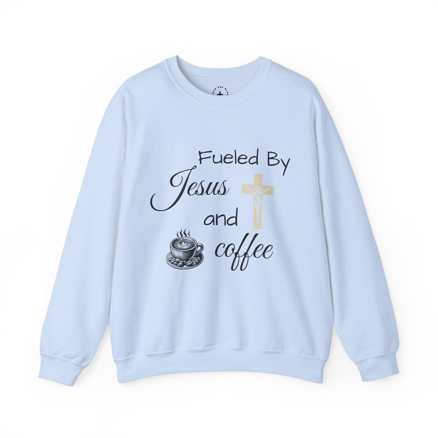 Fueled By Jesus and Coffee Crewneck Sweatshirt - Unisex Heavy Blend™ - Cozy Faith-Inspired Apparel