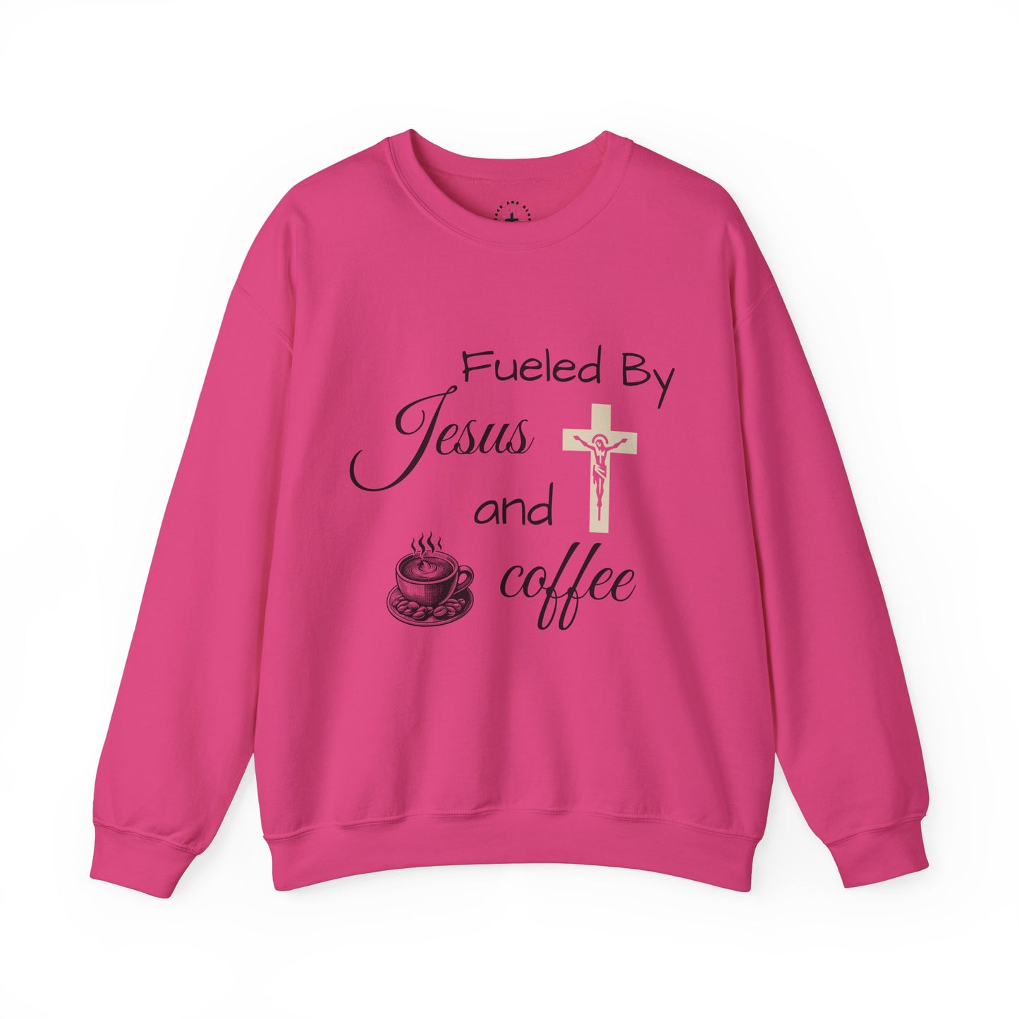 Fueled By Jesus and Coffee Crewneck Sweatshirt - Unisex Heavy Blend™ - Cozy Faith-Inspired Apparel