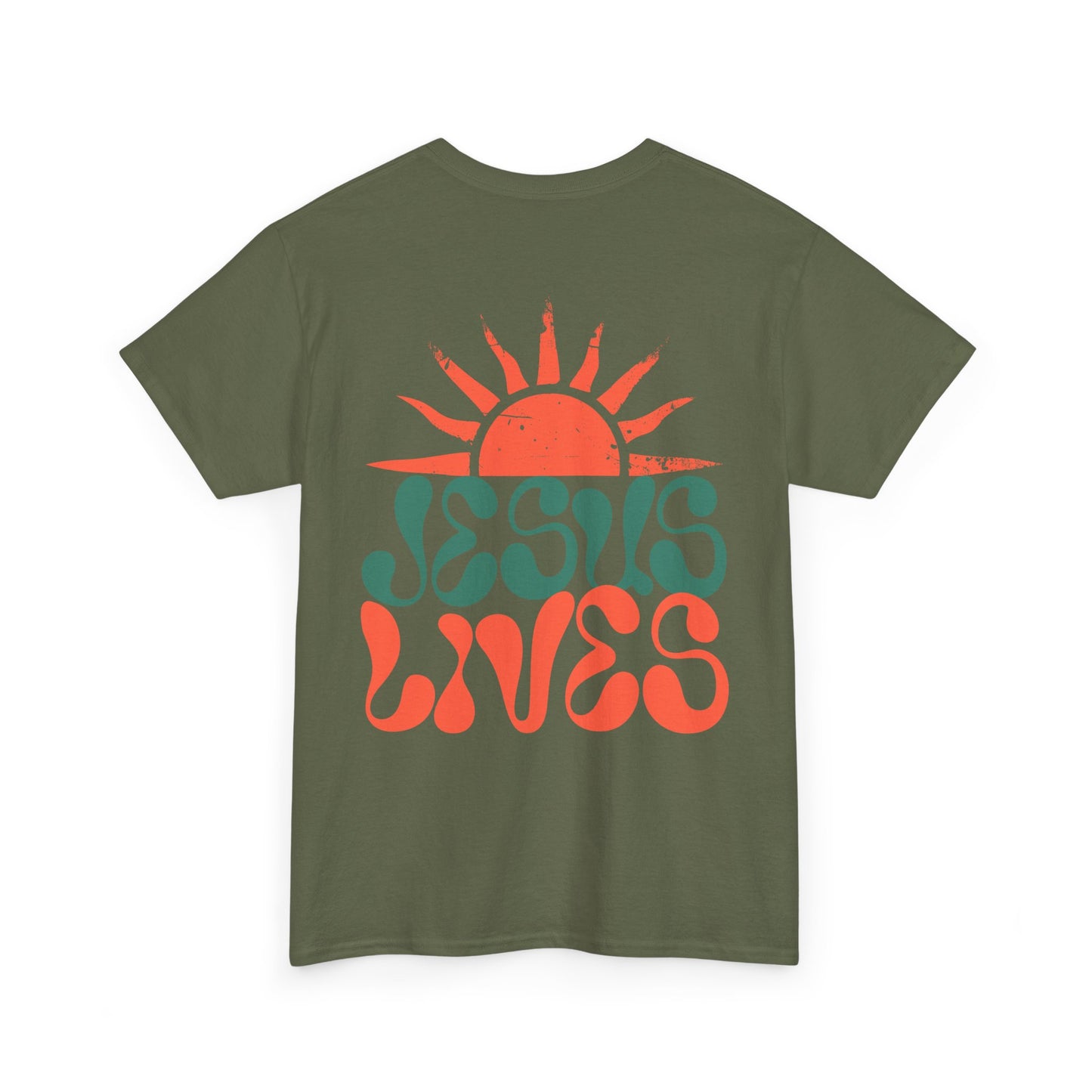 Unisex Heavy Cotton Tee - 'Jesus Lives' Graphic Shirt with Sun Design