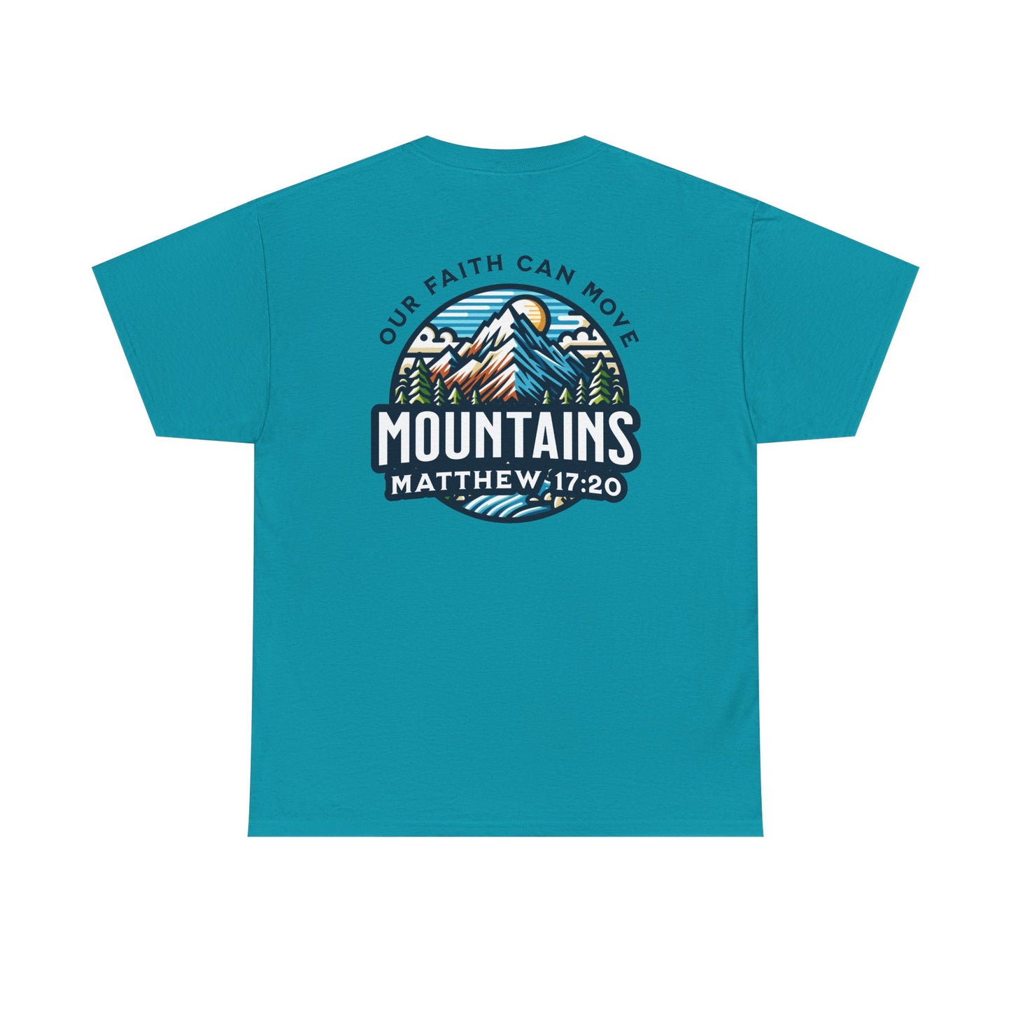 Faith-Inspired Unisex Heavy Cotton Tee | Our Faith Can Move Mountains, Motivational Apparel
